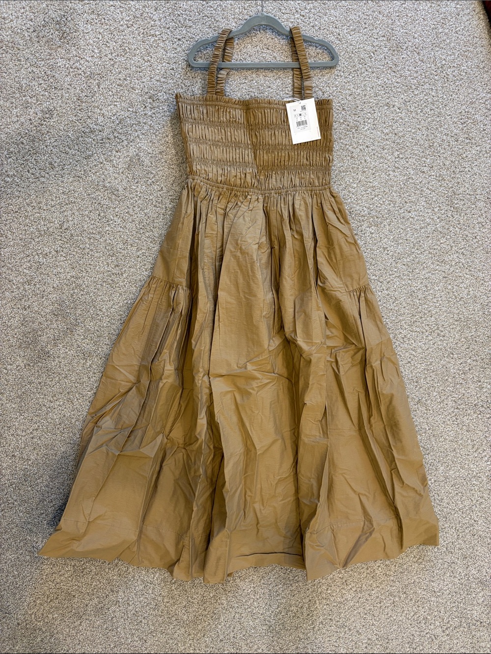 NWT Tan Smocked Maxi Dress
